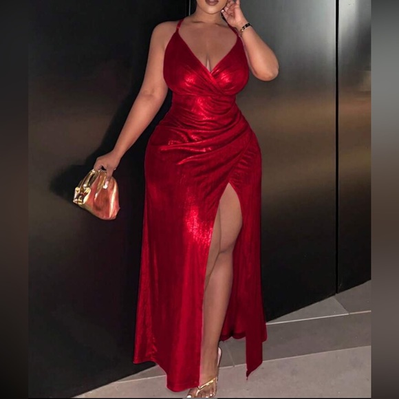 Luxe slit thigh party formal dress - Picture 4 of 5